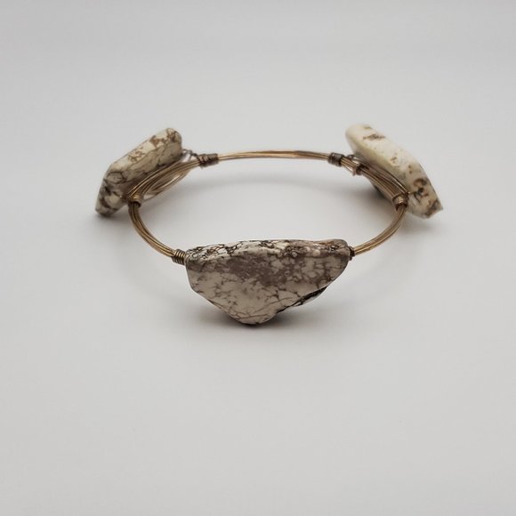 7 Inch Gold Tone White Stone Bracelet - Picture 1 of 6